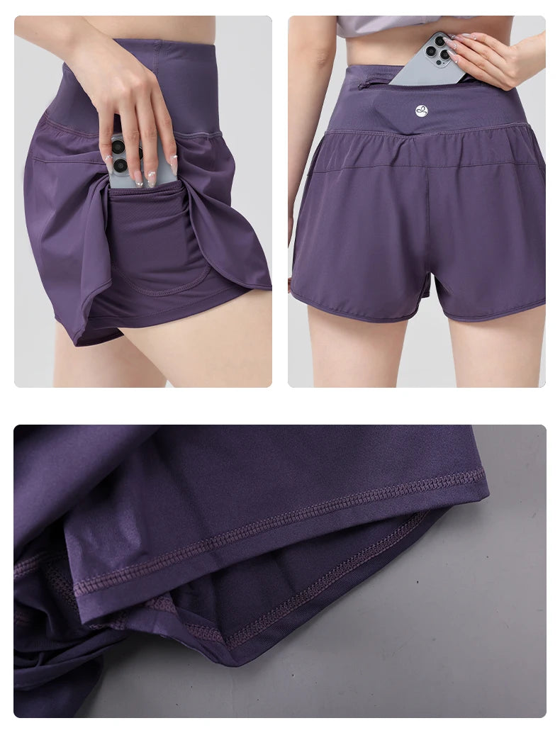 Female Short Sleeve Fitness Top and Running Shorts Sets