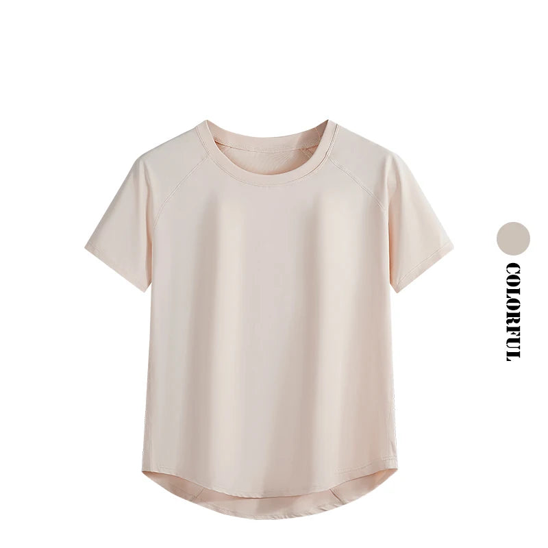 Female Short Sleeve Fitness Top and Running Shorts Sets