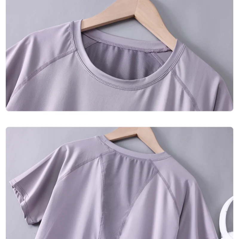 Female Short Sleeve Fitness Top and Running Shorts Sets